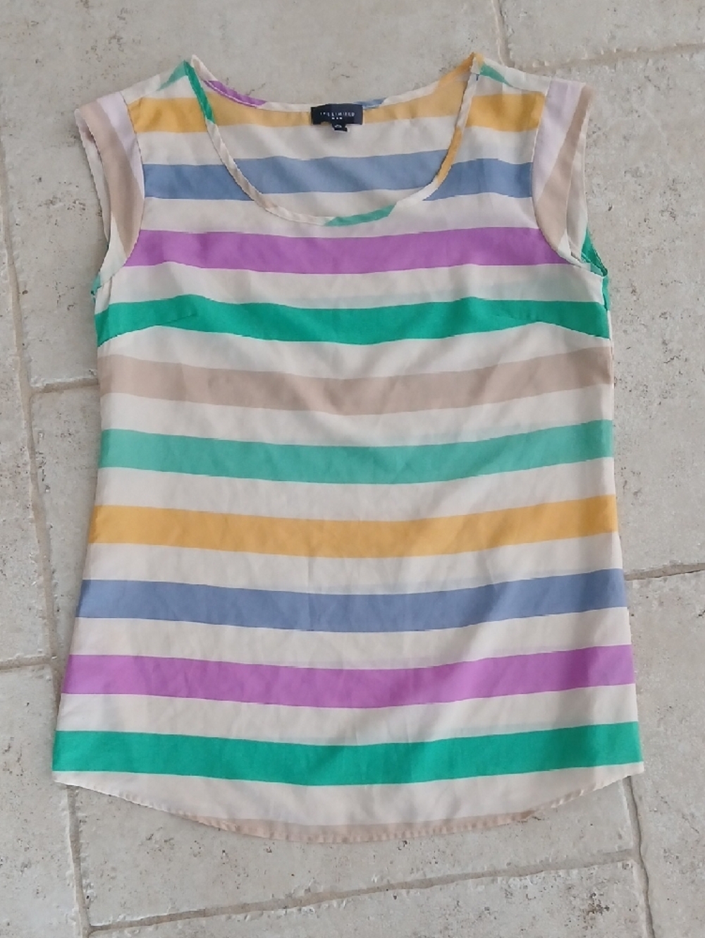 The Limited Multicolor Pastel Striped Sleeveless Blouse